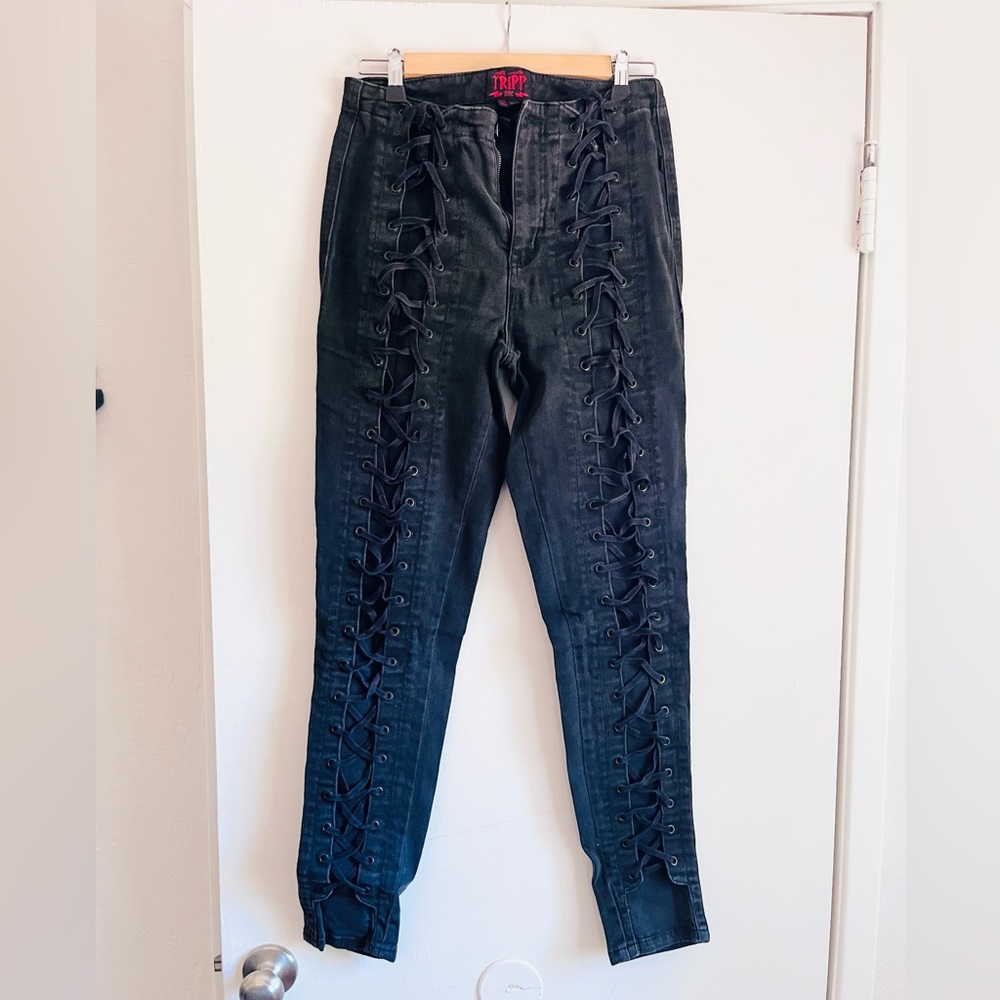 Tripp NYC Black Lace-Up Pants from the 90s